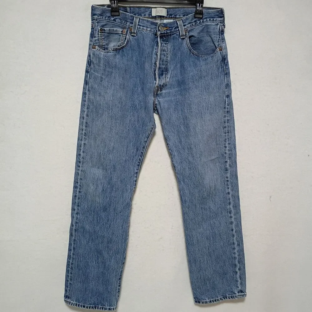 VTG 90s Levis Jeans 501 Original Fit Jeans Men 34x32 Medium Wash Non-Stretch EUC
